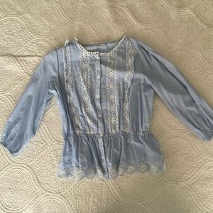 Medium Forever 21 blue with either stripes blouse.